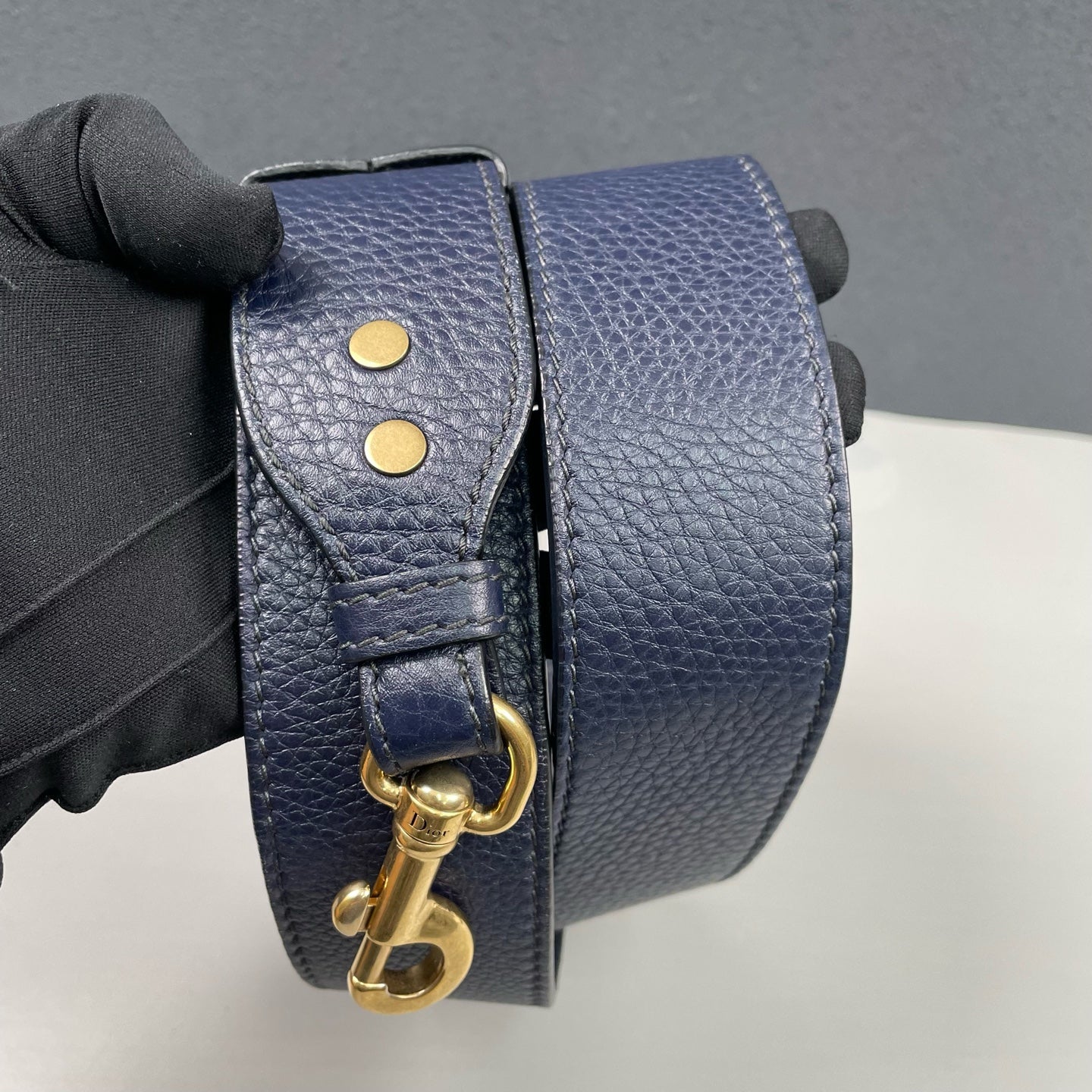 Dior - J'ADIOR - Grained leather exterior with suede interior lining - Navy with Gold-Tone Hardware - (Small)