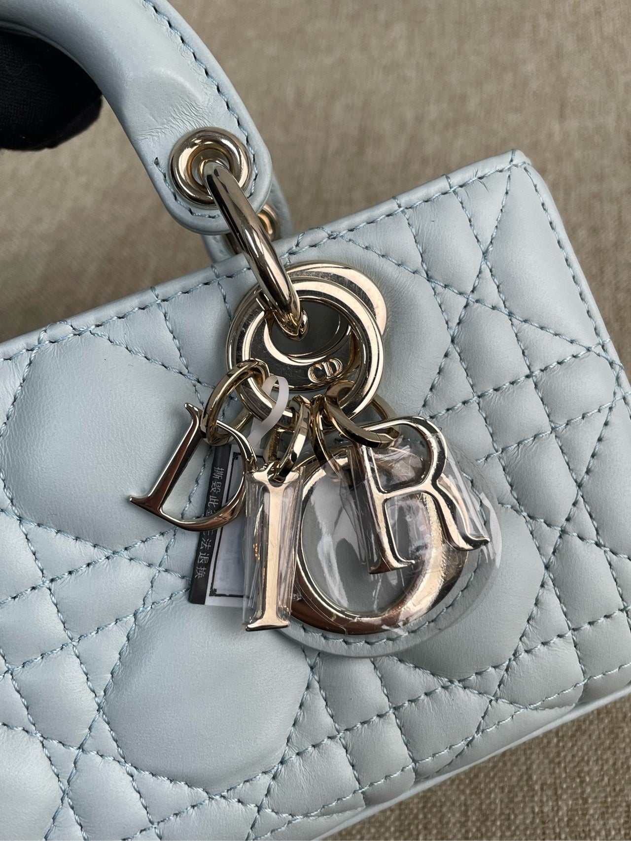 Dior - Lady Dior Horizontal Mini - Lambskin leather - Light Blue with Gold-Tone Hardware - (mini)