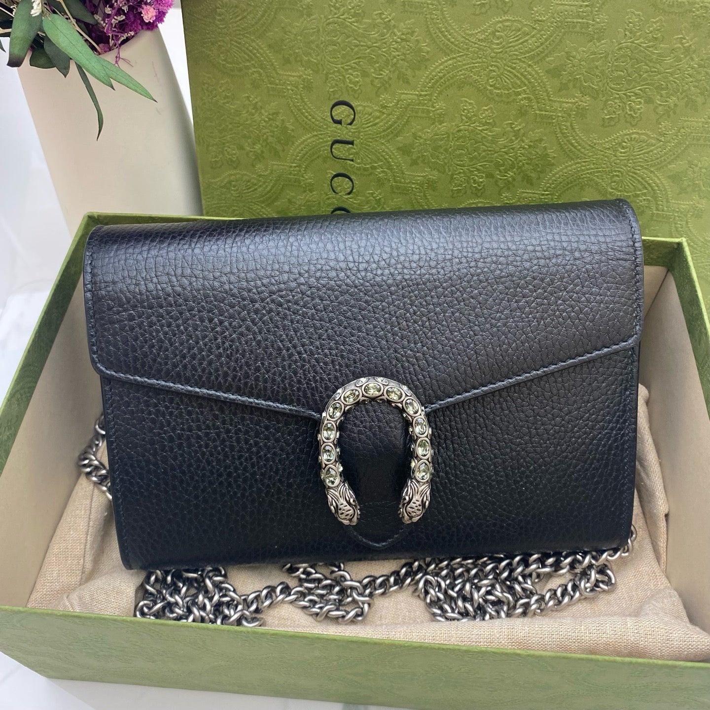 Gucci - Dionysus Wallet on Chain (WOC) - Grained leather - Black - (mini)