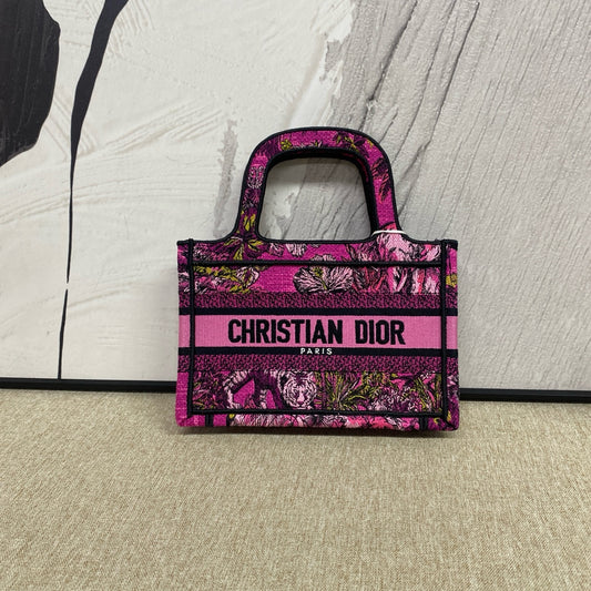 Dior - Book Tote Mini - Embroidered canvas - Pink - (mini)
