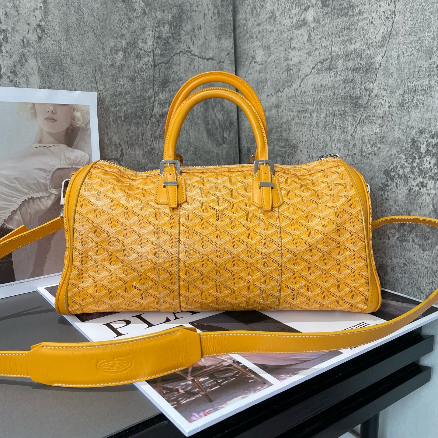 Goyard - Croisière 40 - Goyardine canvas with leather trim - Yellow - (Medium)