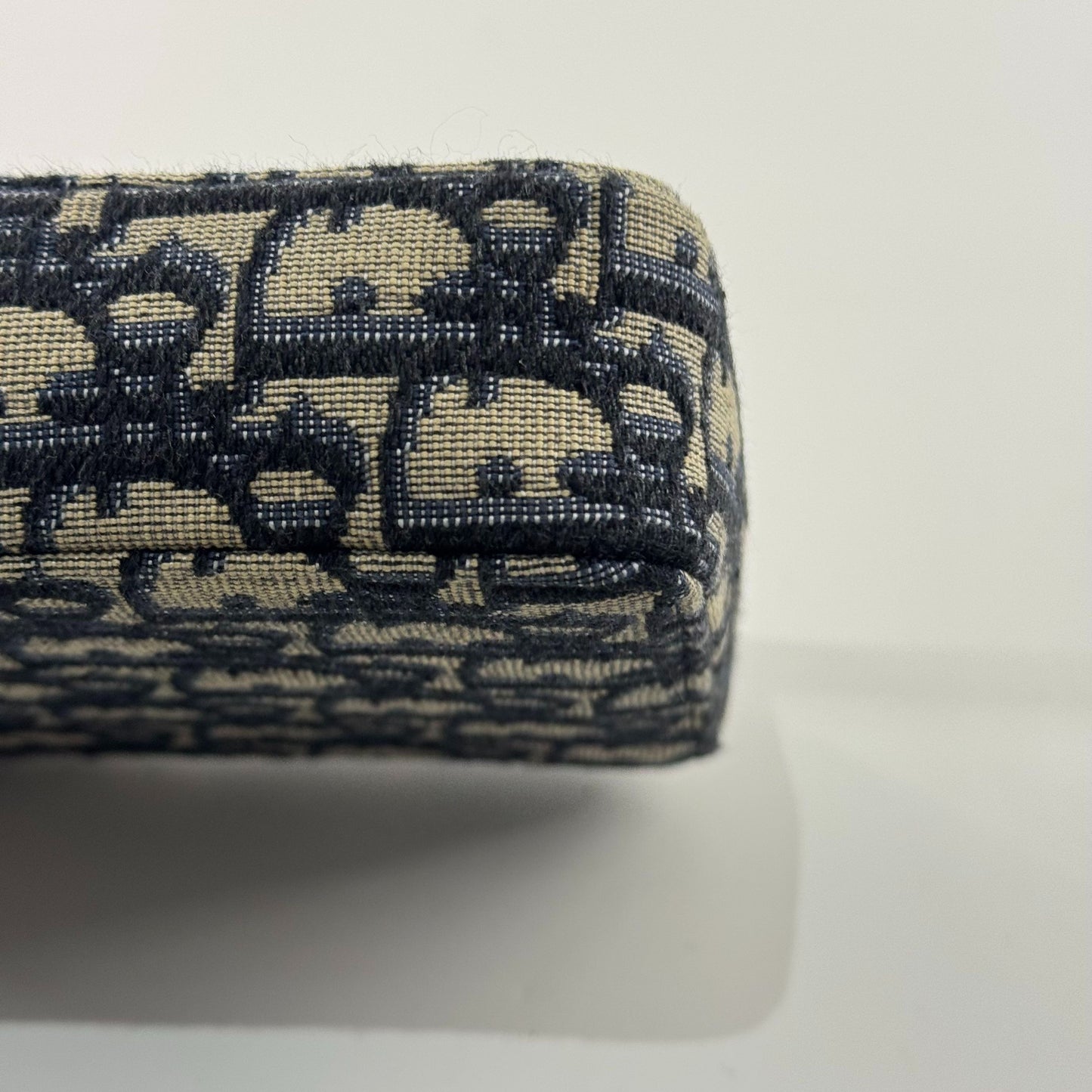 Dior - Oblique Canvas Vertical Phone Pouch - Canvas and Leather - Blue and Beige with Black trim - (mini)