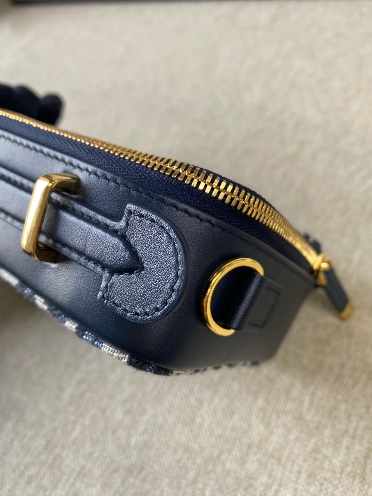 Dior - Montaigne Box Bag - Oblique jacquard canvas with leather trim and leather lining - Blue - (mini)