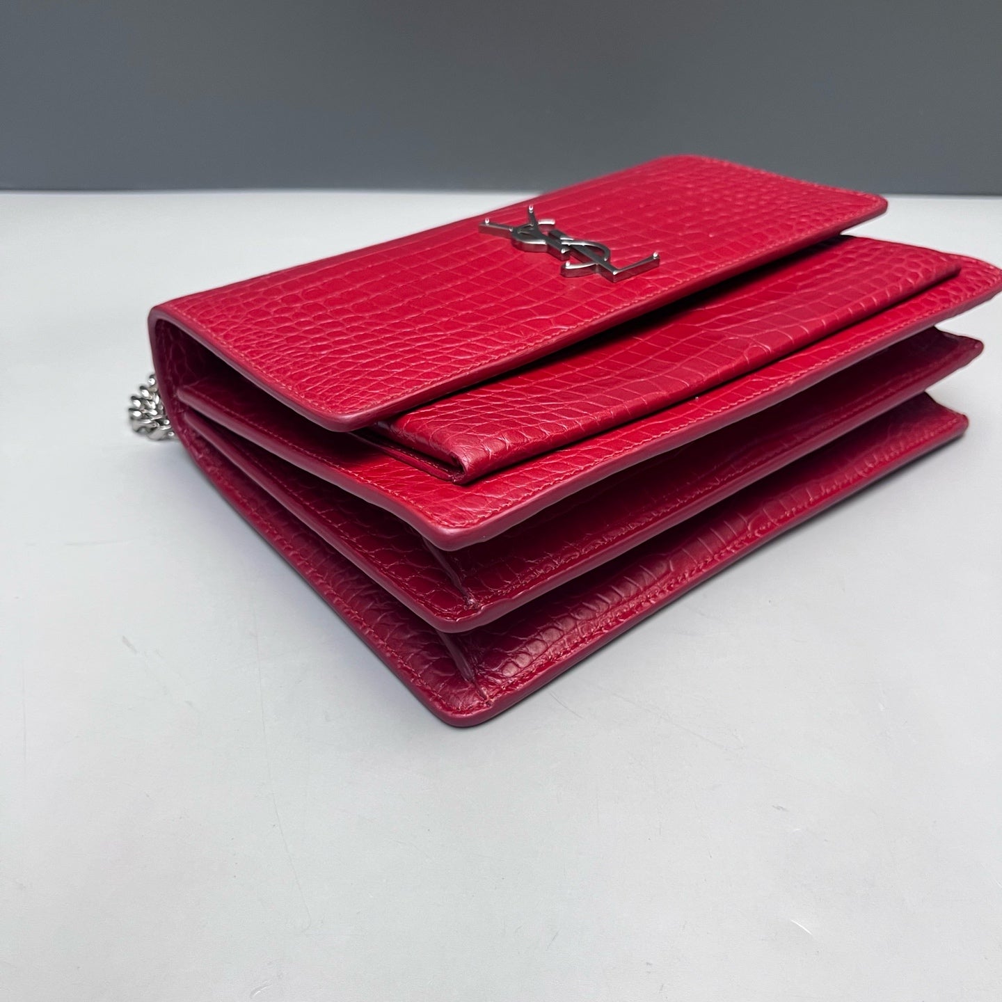 Saint Laurent - Sunset Chain Bag - Leather - Burgundy - (small)