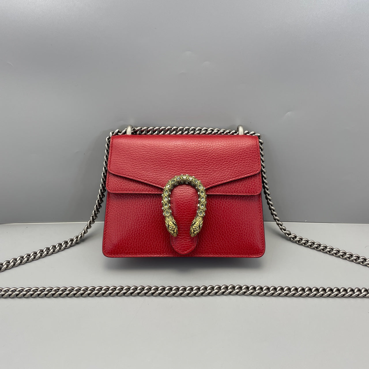 Gucci - Dionysus Small Shoulder Bag - Grained leather - Red - (Small)