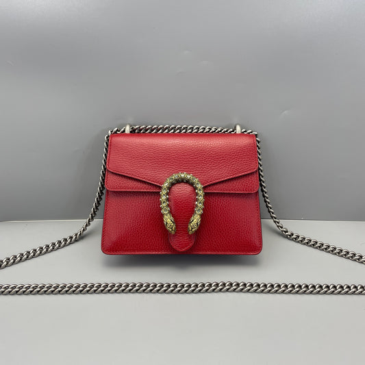 Gucci - Dionysus Small Shoulder Bag - Leather - Red - (small)