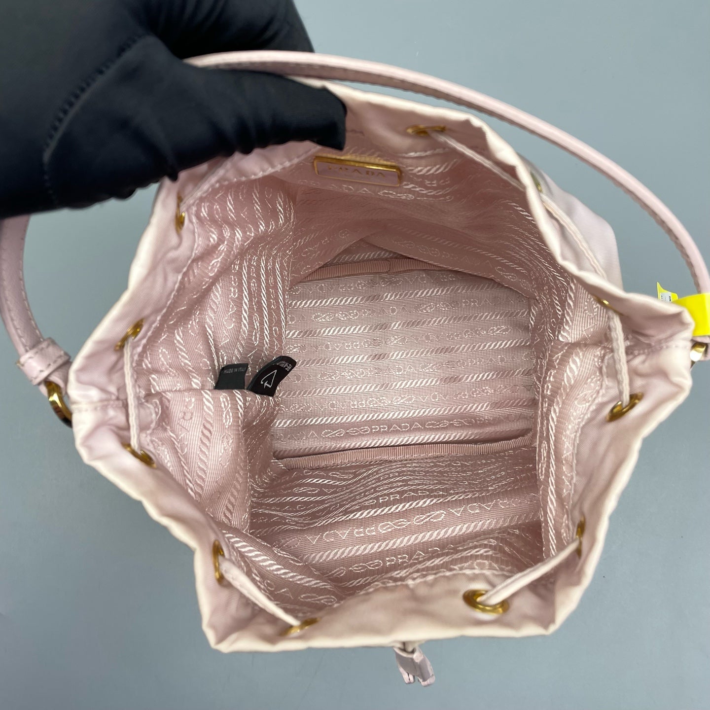 Prada - Nylon Bucket Bag - Nylon with Saffiano leather trim - Pink - (Medium)