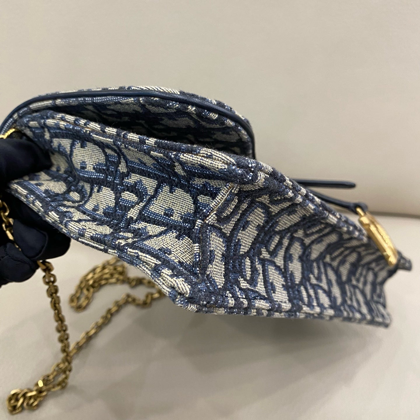 Dior - Saddle WOC (Wallet on Chain) - Oblique jacquard canvas - Blue - (small)