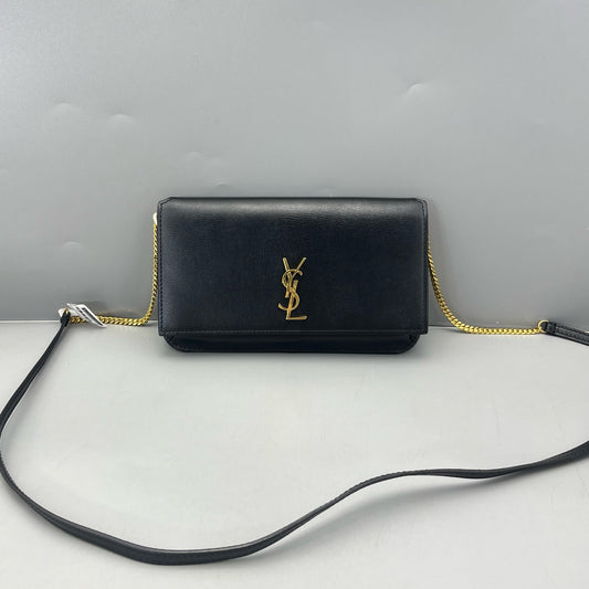 Saint Laurent - Monogram Phone Holder on Chain - Grained leather - Black - (mini)