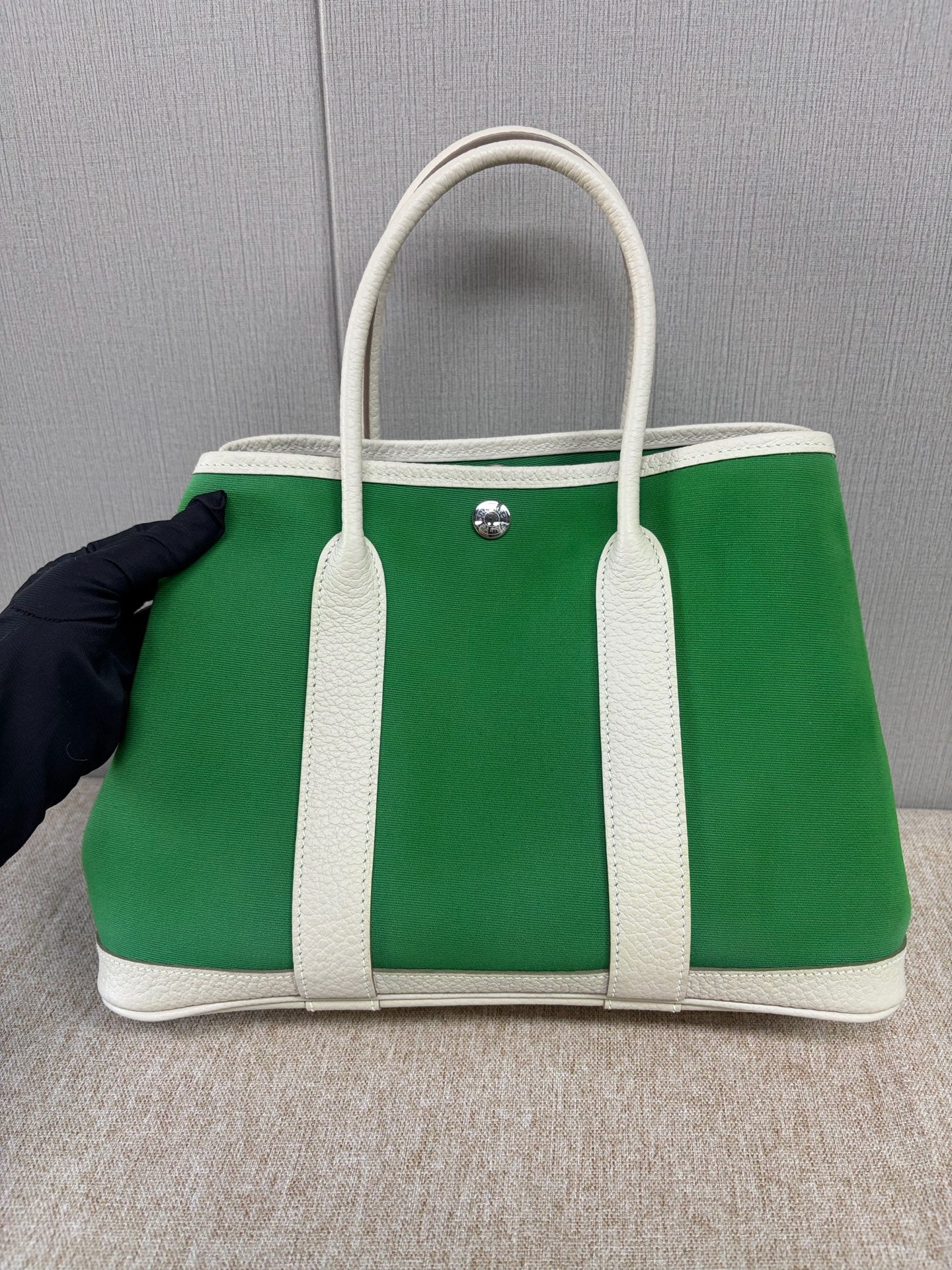 Hermès - Garden Party 30 - Canvas and Negonda Leather - Green and White - (Medium)