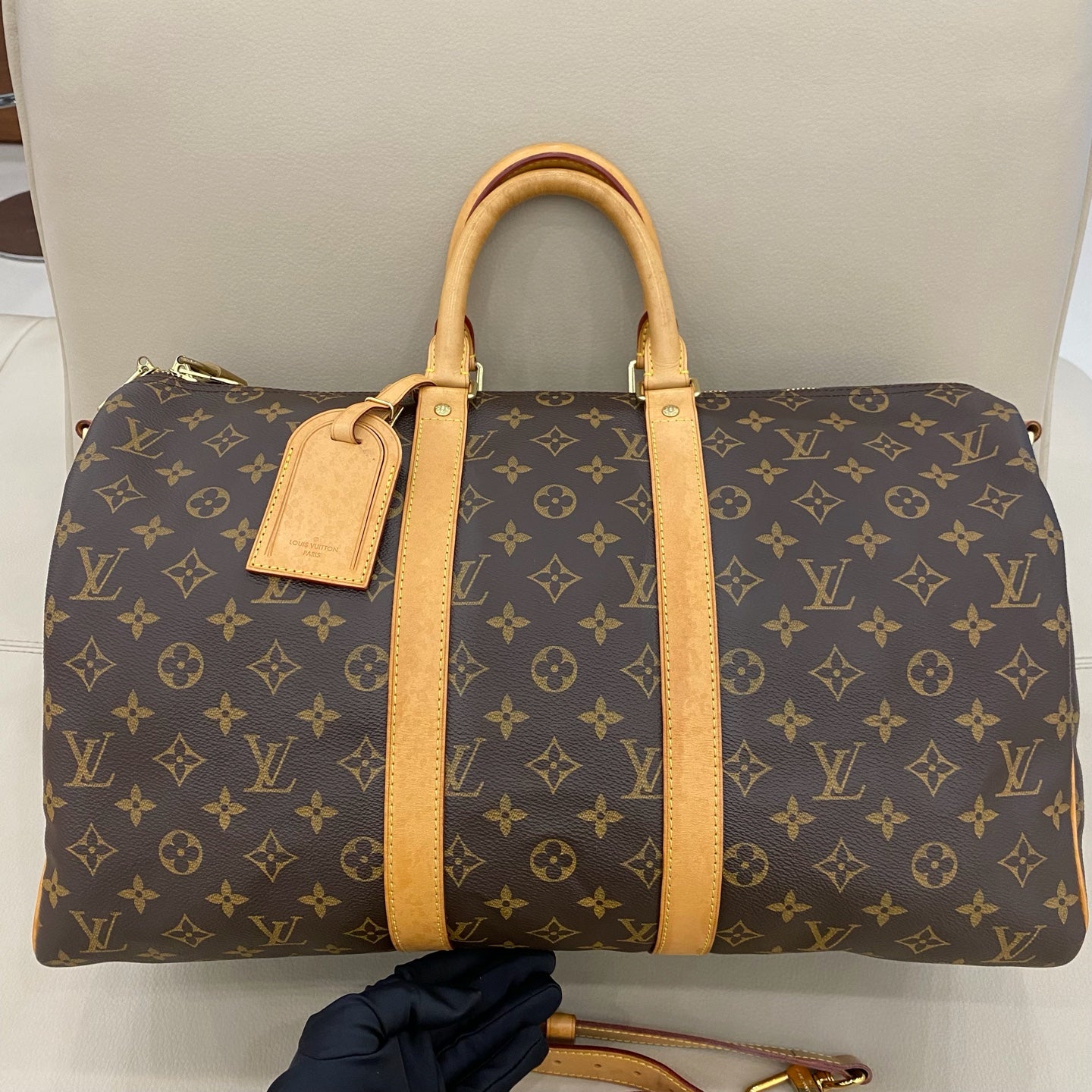 Louis Vuitton - Keepall 45 Bandouliere - Monogram coated canvas with Vachetta leather trim - Brown - (large)
