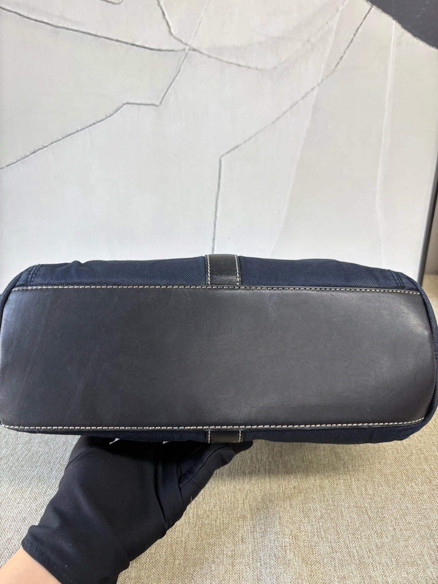 Chanel - Denim and Leather Tote Bag - Denim and leather - Dark Blue and Black - (medium)