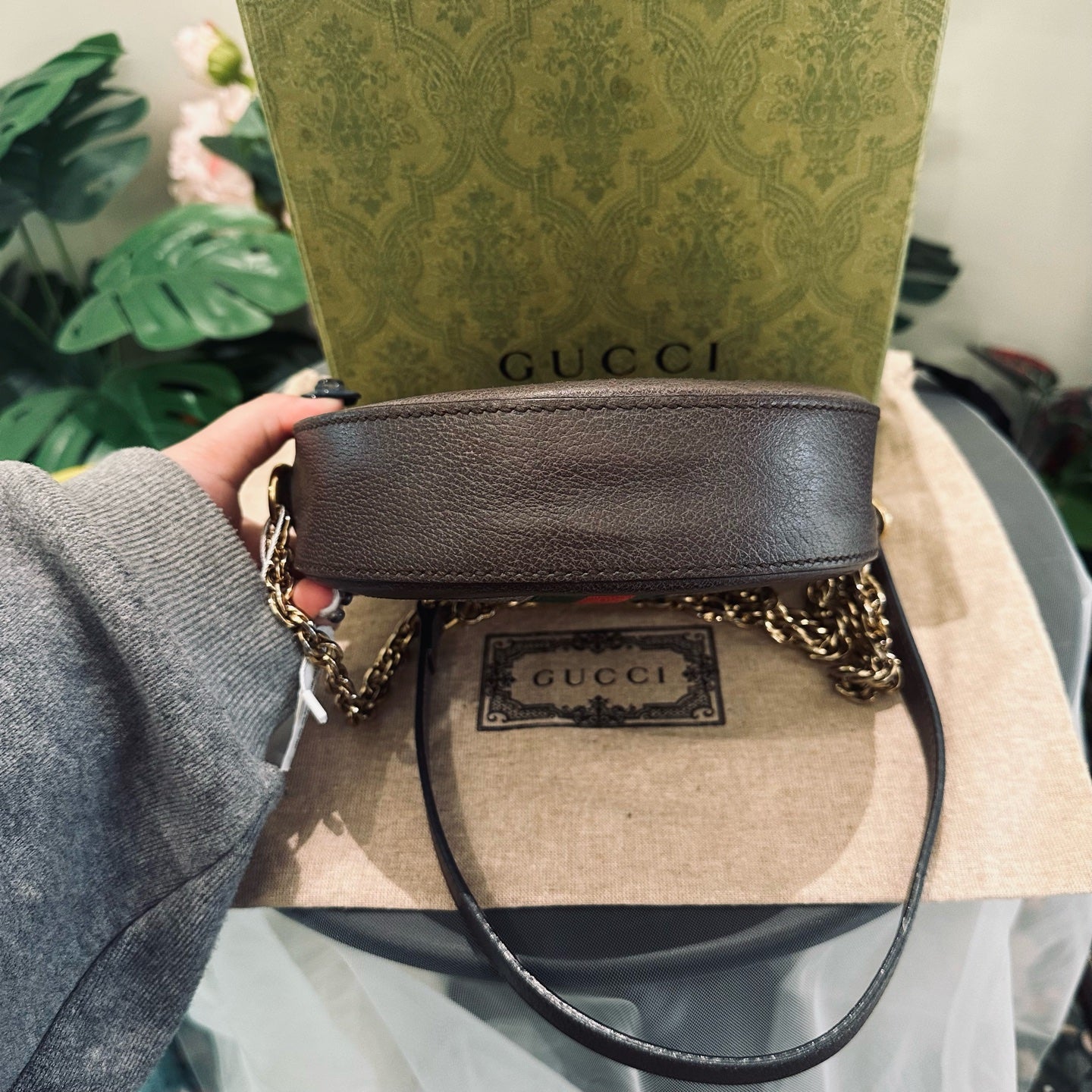 Gucci - Ophidia Round Mini Shoulder Bag - GG Supreme canvas with Leather trim - Brown - (mini)