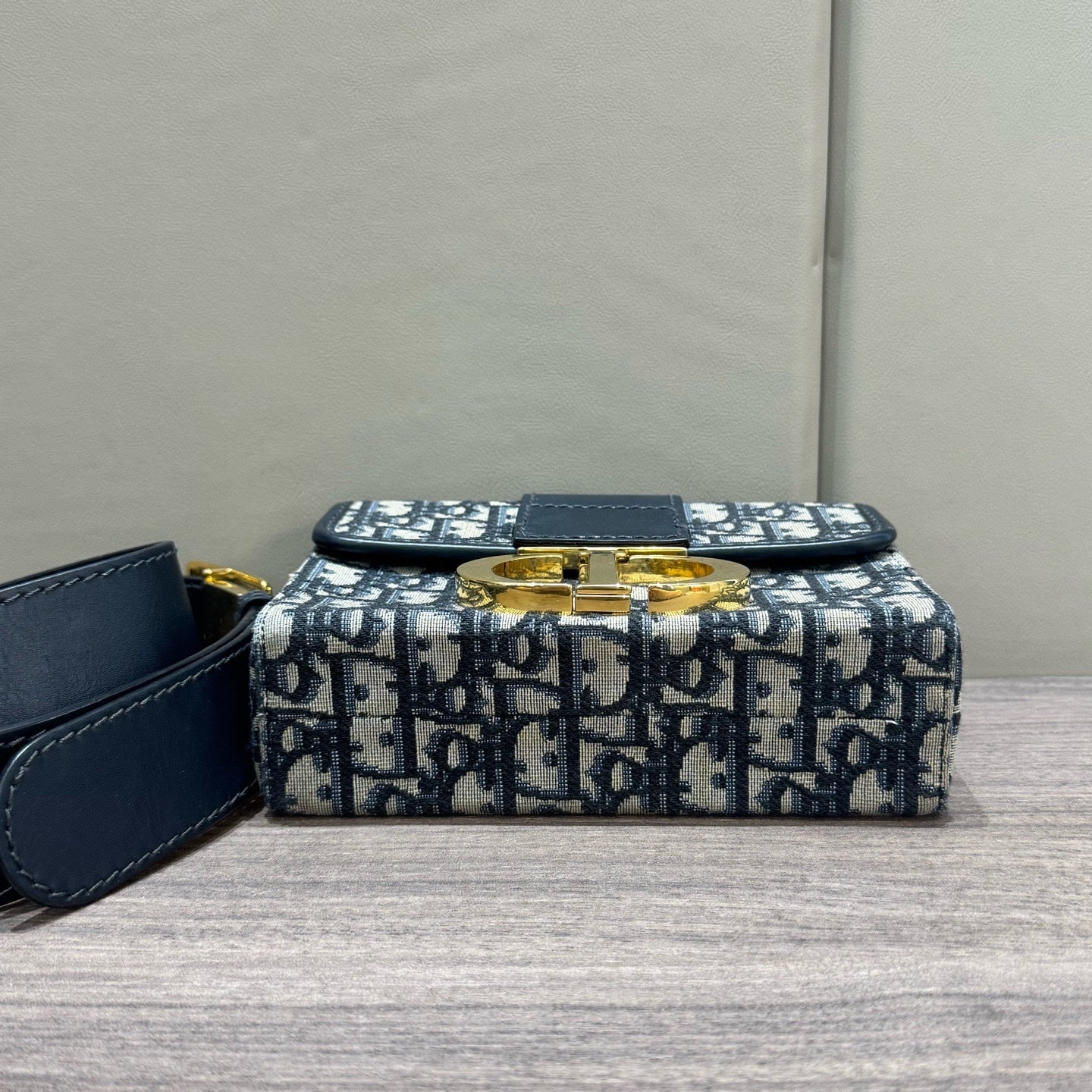 Dior - Montaigne Box Bag - Oblique canvas with leather trim - Blue - (mini)