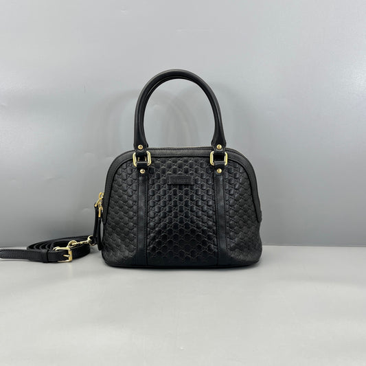 Gucci - Microguccissima Dome Bag (Outlet Model) - Leather - Black - (small)