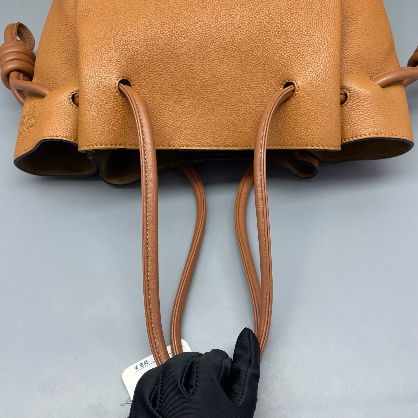 Loewe - Flamenco Drawstring Tote - Grained calfskin leather - Caramel - (medium)