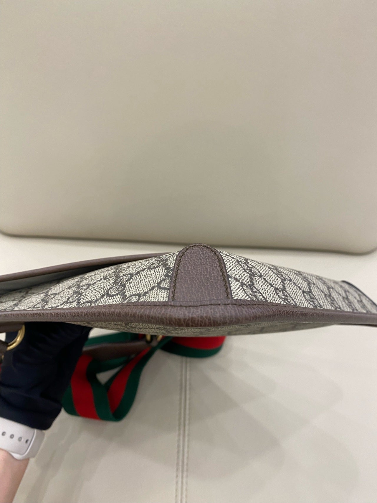 Gucci - Tiger Head Envelope Crossbody Bag - GG Supreme canvas with leather trim - Beige with brown trim and multicolour Web stripe - (Small)