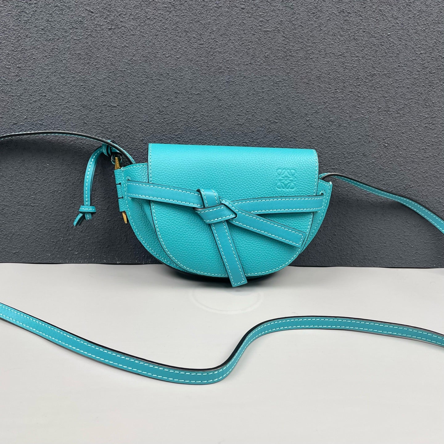 Loewe - Gate Mini Saddle Bag - Grained leather - Lake Blue - (mini)