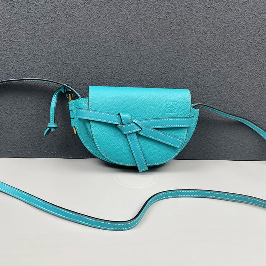 Loewe - Gate Mini Saddle Bag - Grained leather - Lake Blue - (mini)