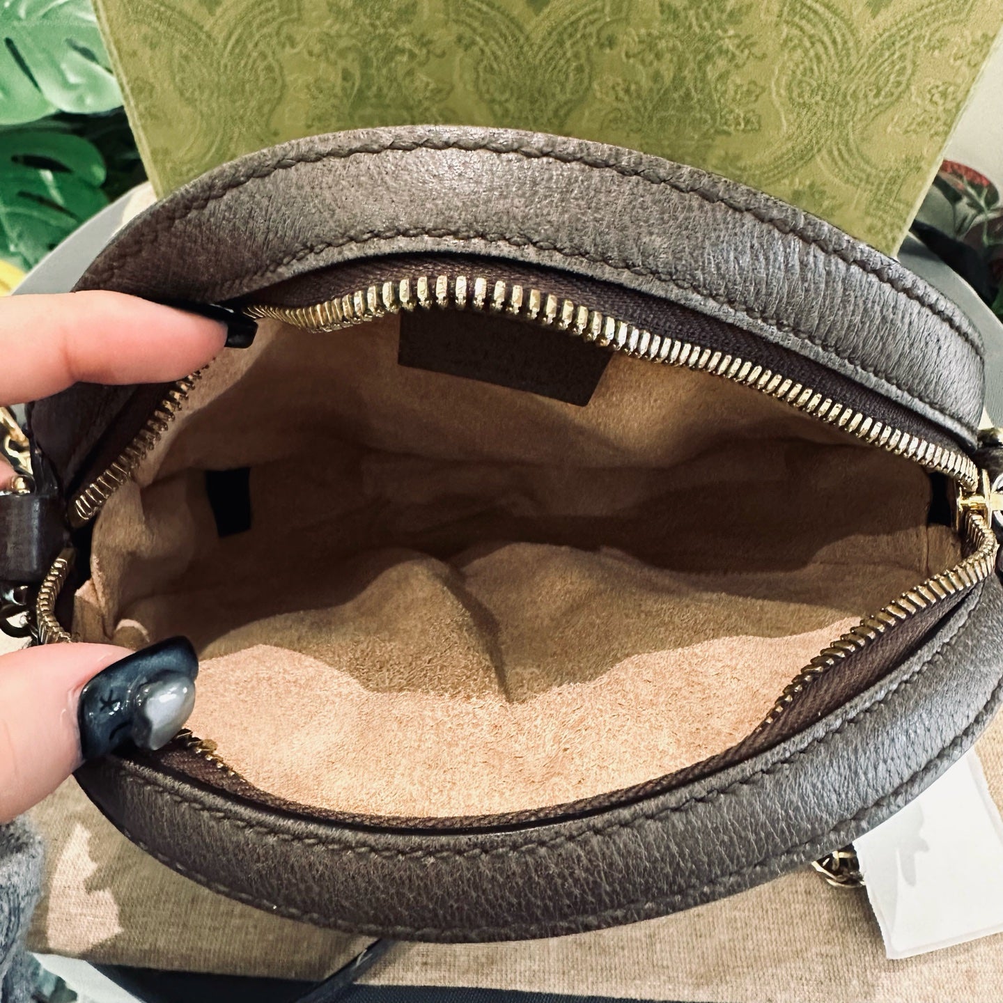 Gucci - Ophidia Round Mini Shoulder Bag - GG Supreme canvas with Leather trim - Brown - (mini)