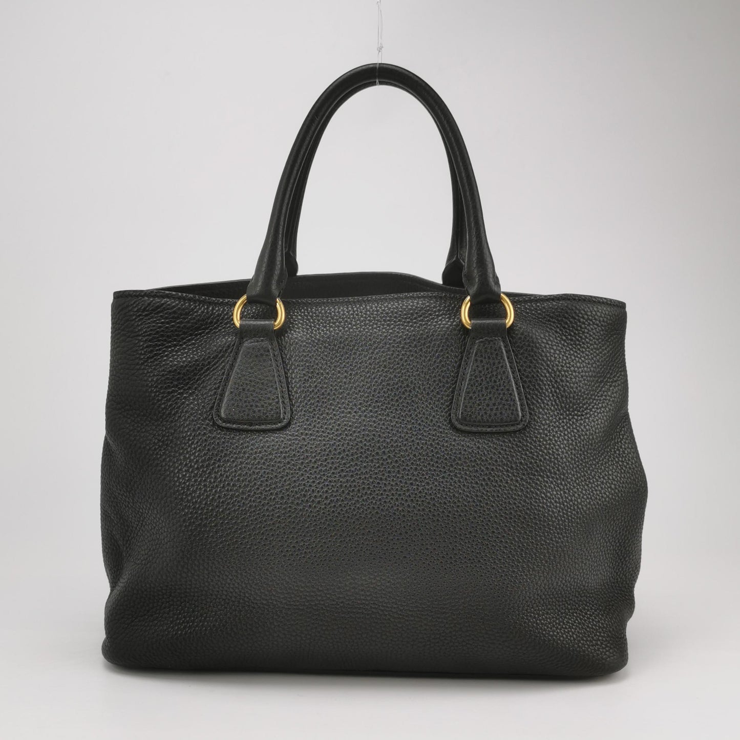 Prada - Double Handle Tote - Pebbled leather - Black - (medium)