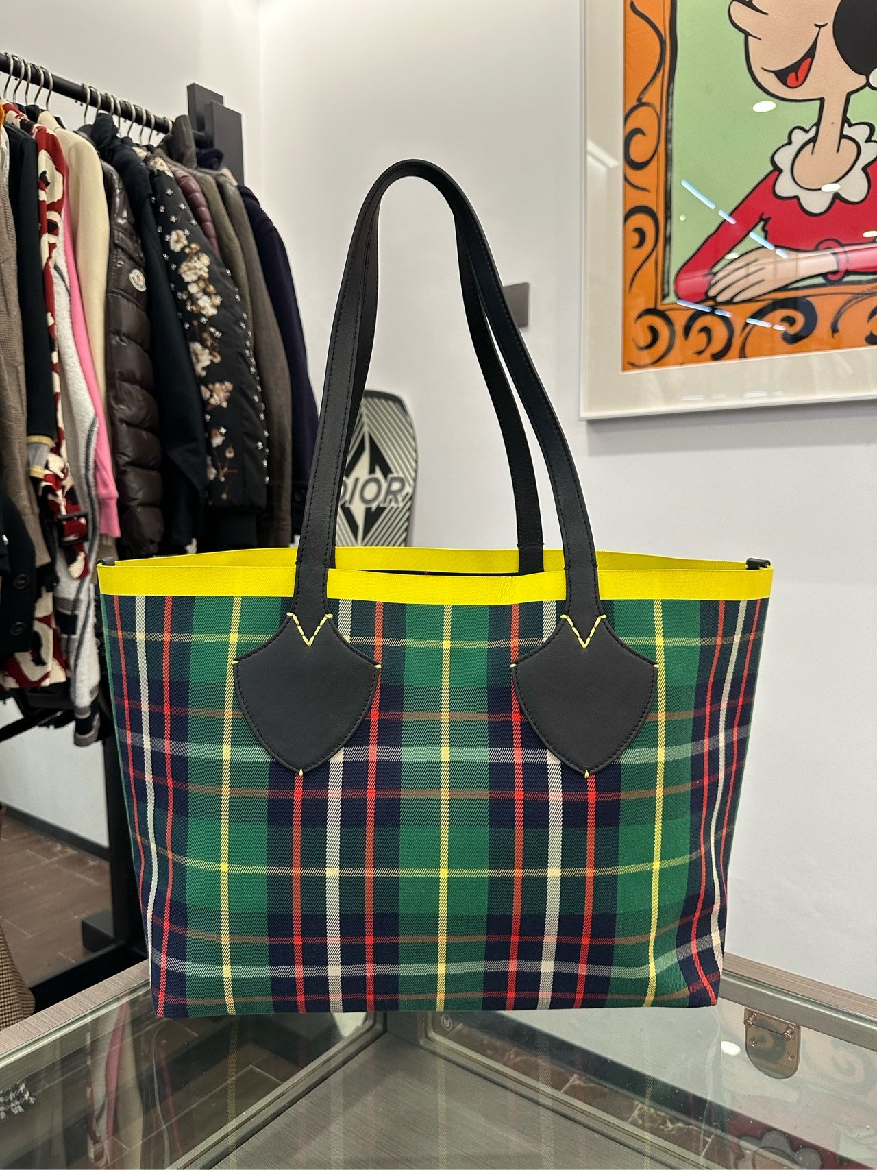 Burberry - The Giant Tote - Wool and Leather - Green - (medium)