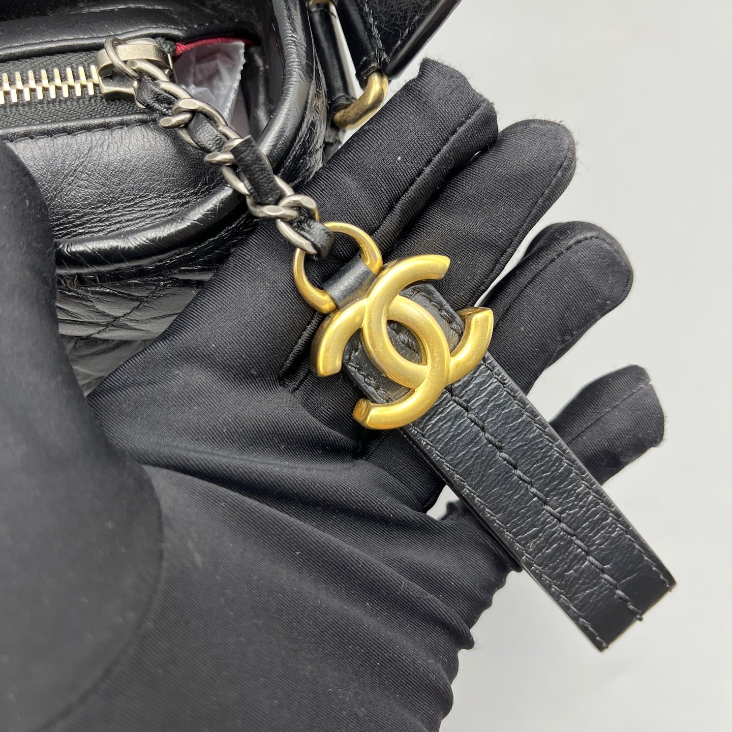 Chanel - Gabrielle Hobo Bag - Aged calfskin leather and smooth calfskin leather - Black - (Small)