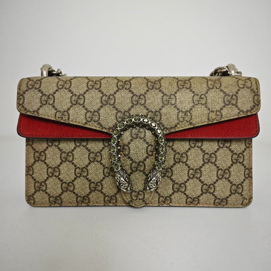 Gucci - Dionysus Mini - GG Supreme canvas with suede trim - Beige and Red - (mini)