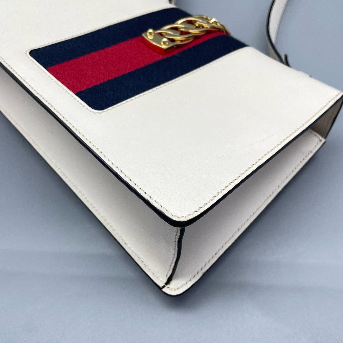 Gucci - Sylvie - Leather and Fabric - White with Red and Blue accents - (Medium)