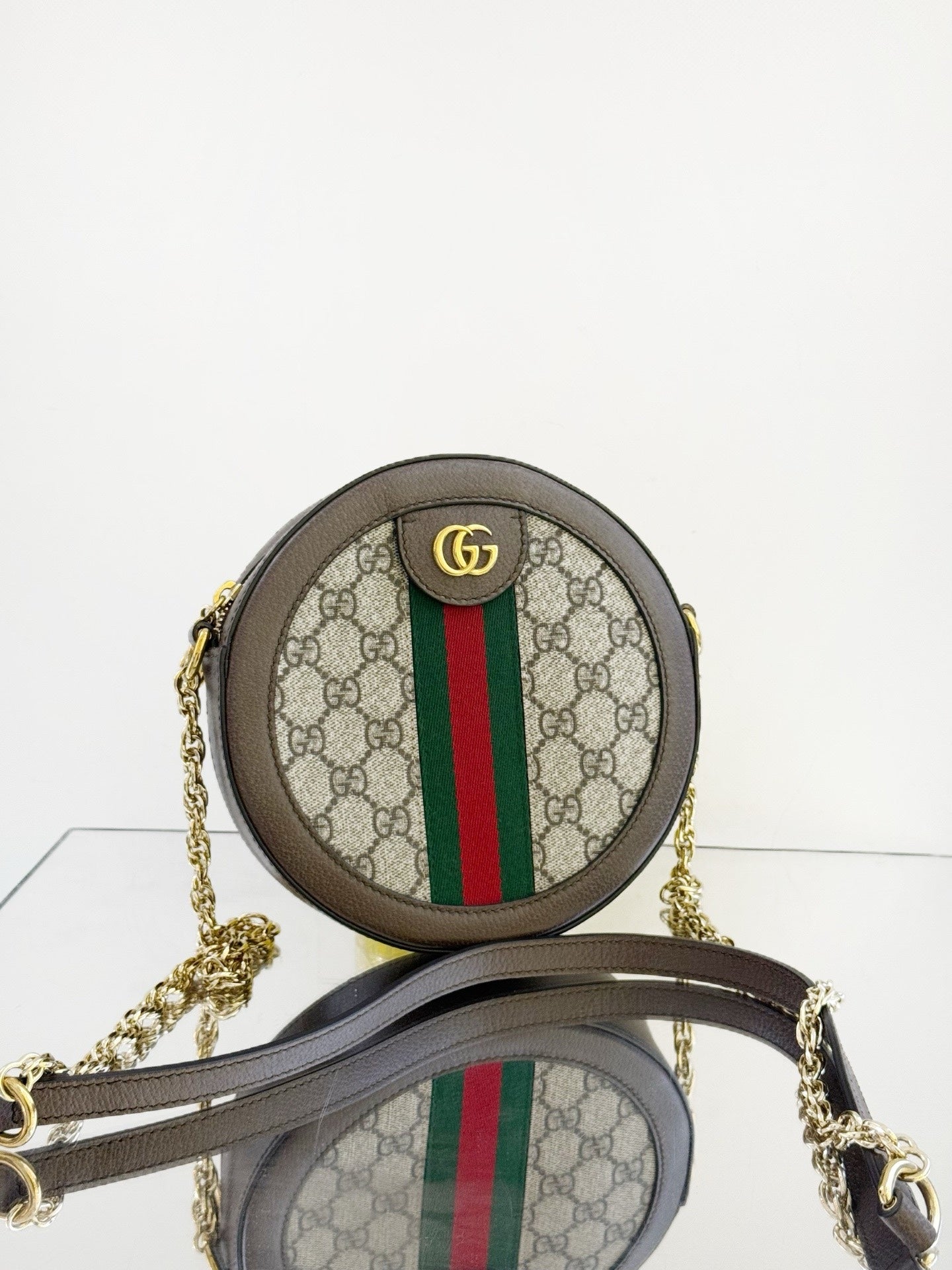 Gucci - Ophidia Mini Round Shoulder Bag - GG Supreme canvas and textured leather - Multicolour - (Mini)