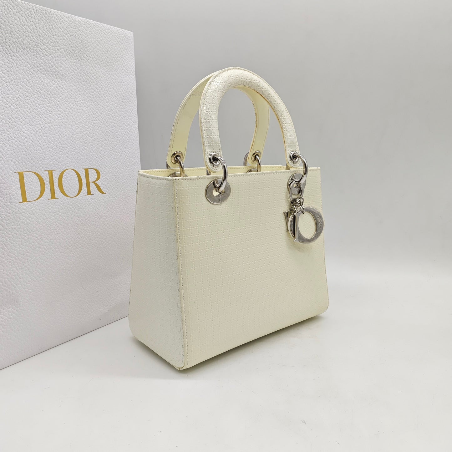 Dior - Lady Dior 5-block - Patent leather - White - (Medium)
