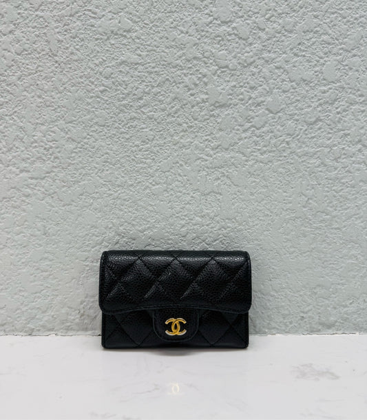 Chanel - Classic Quilted Card Holder - Caviar leather - Black with Gold-Tone Hardware - (mini)