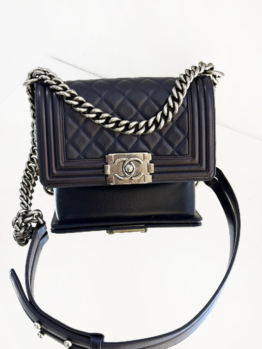Chanel - Boy Bag Small - Lambskin leather - Navy - (small)