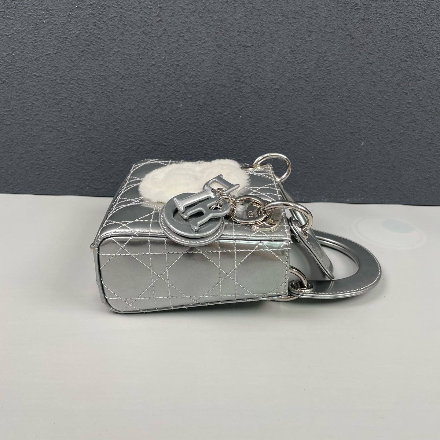 Dior - Limited Edition Lady Dior Mini Bear Bag - Patent leather - Silver - (mini)