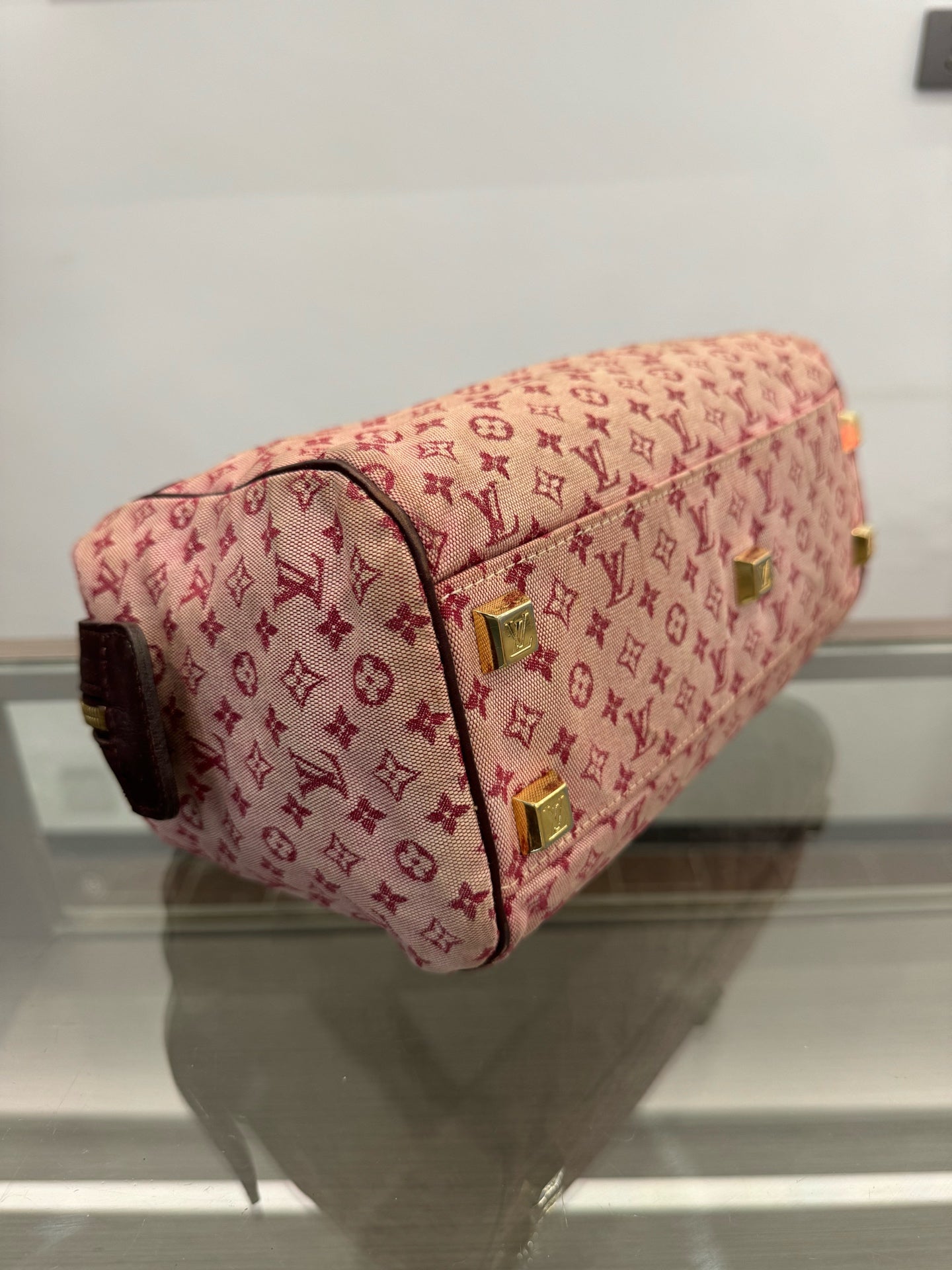 Louis Vuitton - Monogram Mini Lin Speedy Boston Bag - Denim - Jeans with leather trim - Pink - (Small)