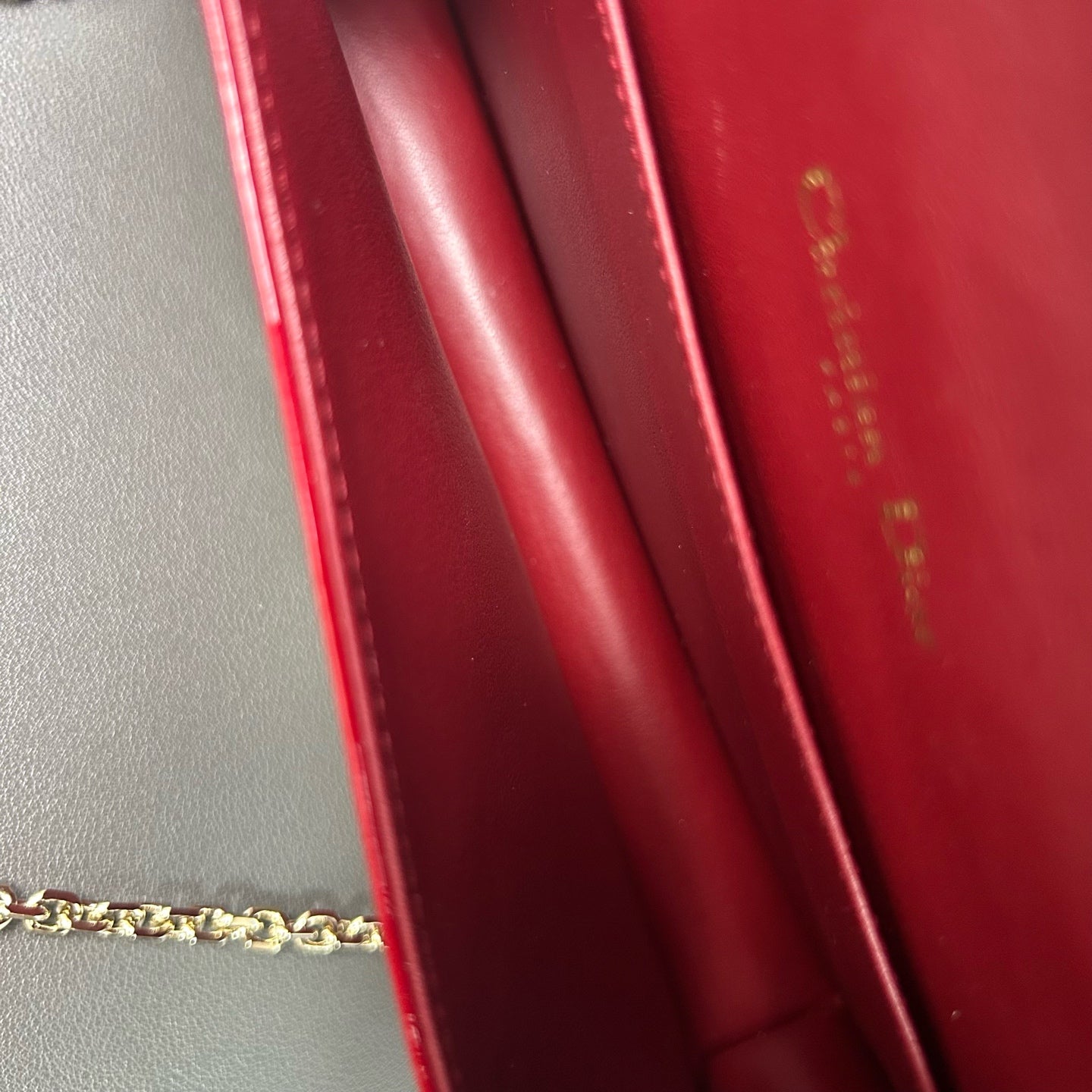 Dior - Cannage Quilted Chain Wallet - Patent leather - Red - (mini)