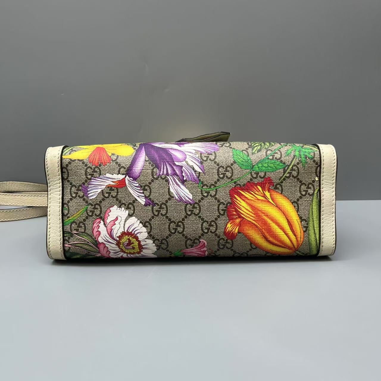 Gucci - Padlock Floral Small Tote Bag - GG Supreme canvas with leather trim - Multicolour - (Small)