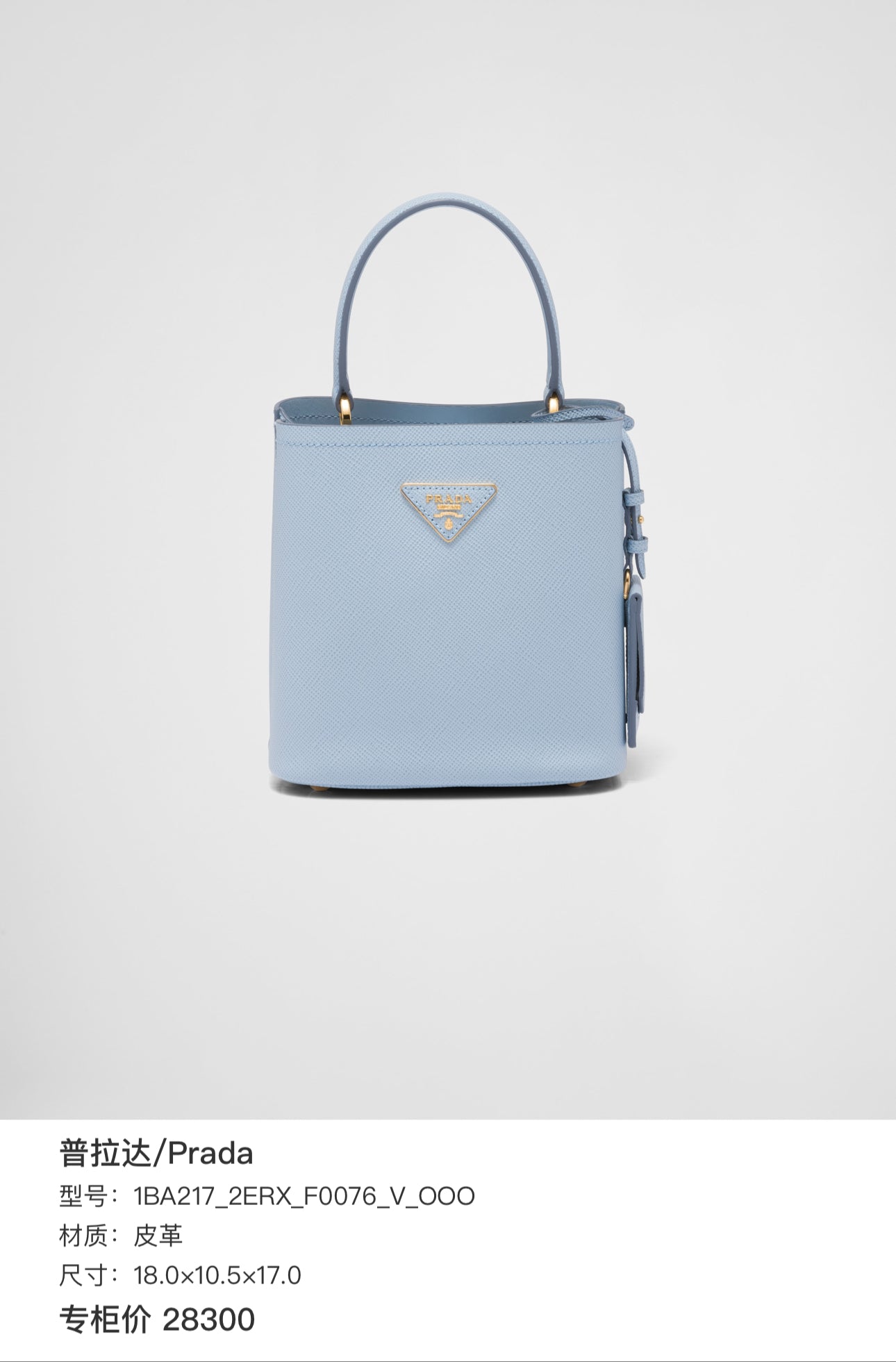 Prada - Saffiano Leather Bucket Bag - Leather - Blue - (medium)