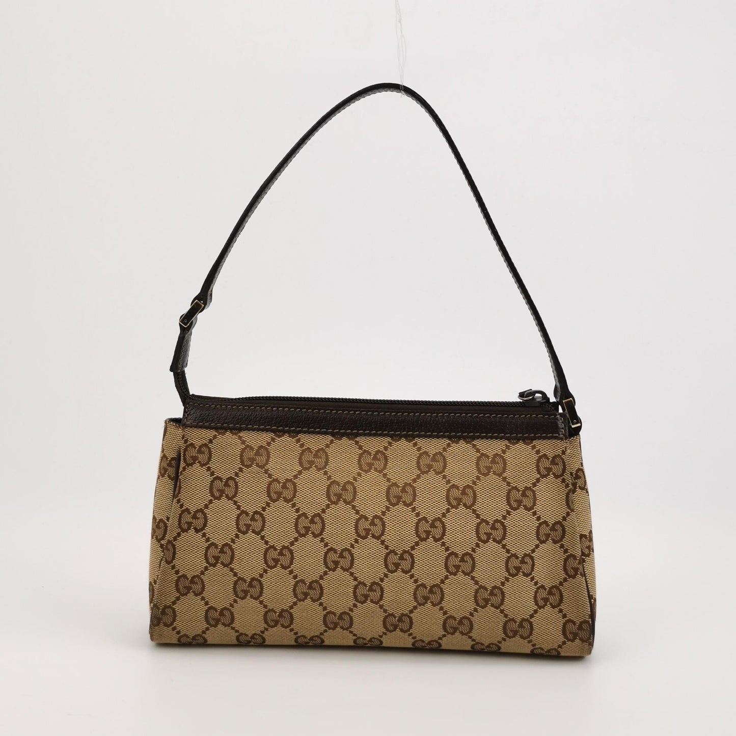 Gucci - Monogram Canvas Baguette Shoulder Bag - Canvas and Leather - Brown - (small)