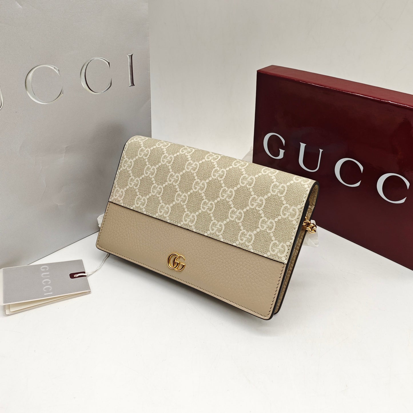 Gucci - GG Canvas and Leather Wallet on Chain - Leather - Beige - (mini)