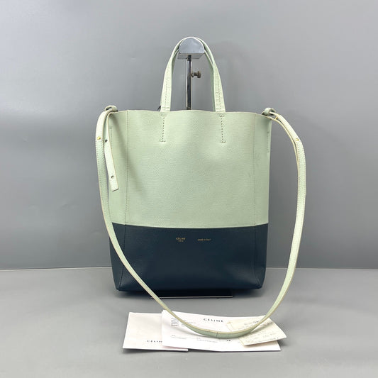 Celine - Bicolor Vertical Cabas Tote - Grained leather - Bicolor (Mint Green and Dark Grey) - (medium)