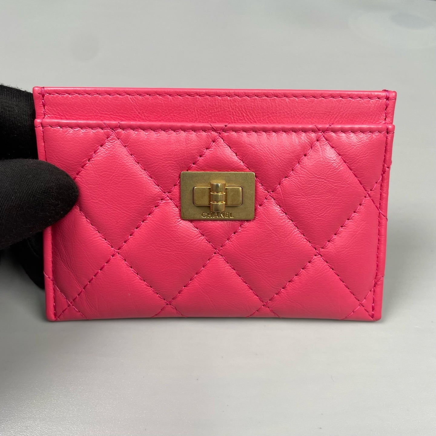 Chanel - 2.55 Series Card Holder - Lambskin leather - Pink with Gold-Tone Hardware - (small)