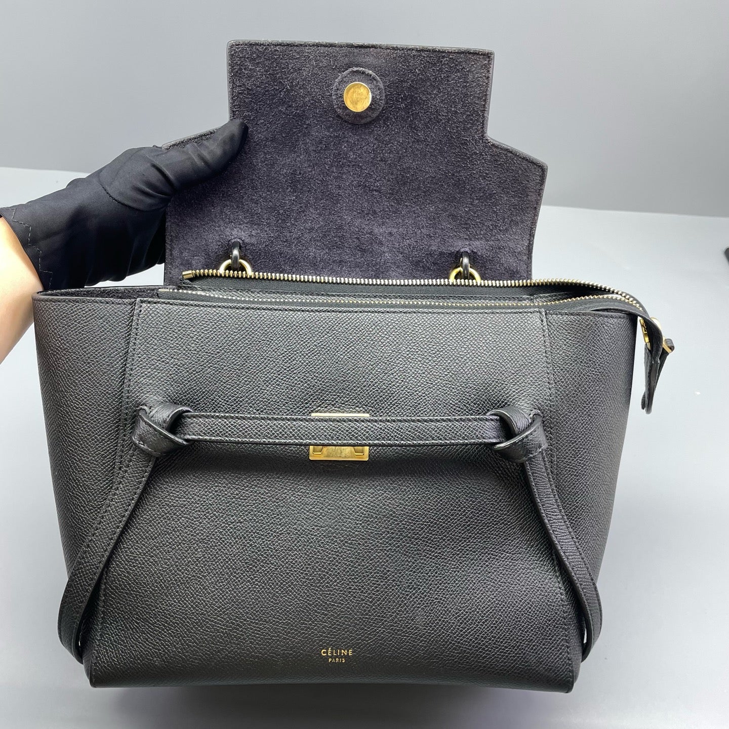 Celine - Belt Bag - Grained calfskin leather - Black - (small)