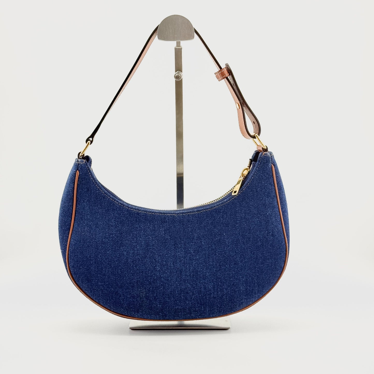 Celine - Denim Crescent Shoulder Bag - Denim and Leather - Blue - (small)