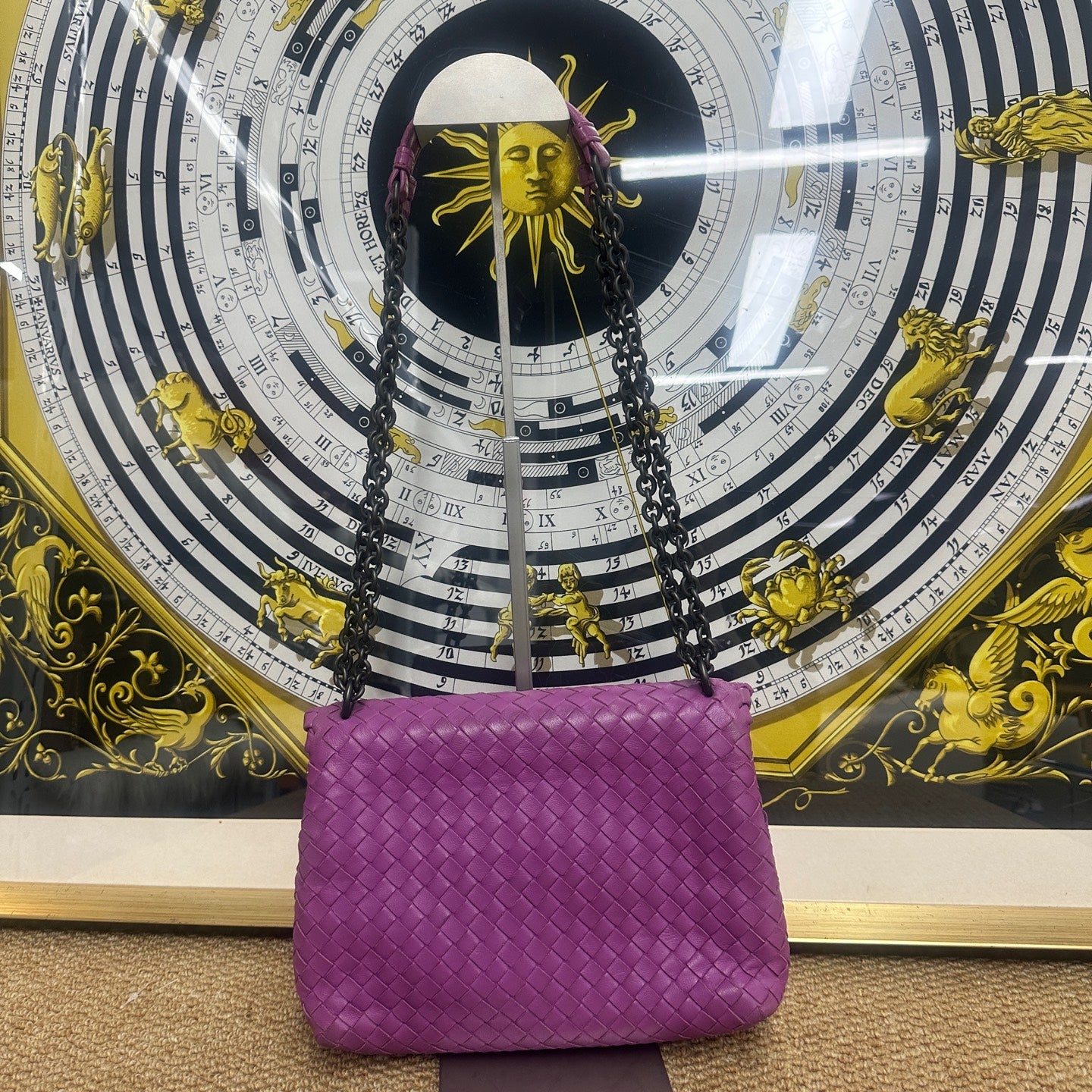 Bottega Veneta - Intrecciato Chain Flap Bag - Leather - Purple - (Medium)