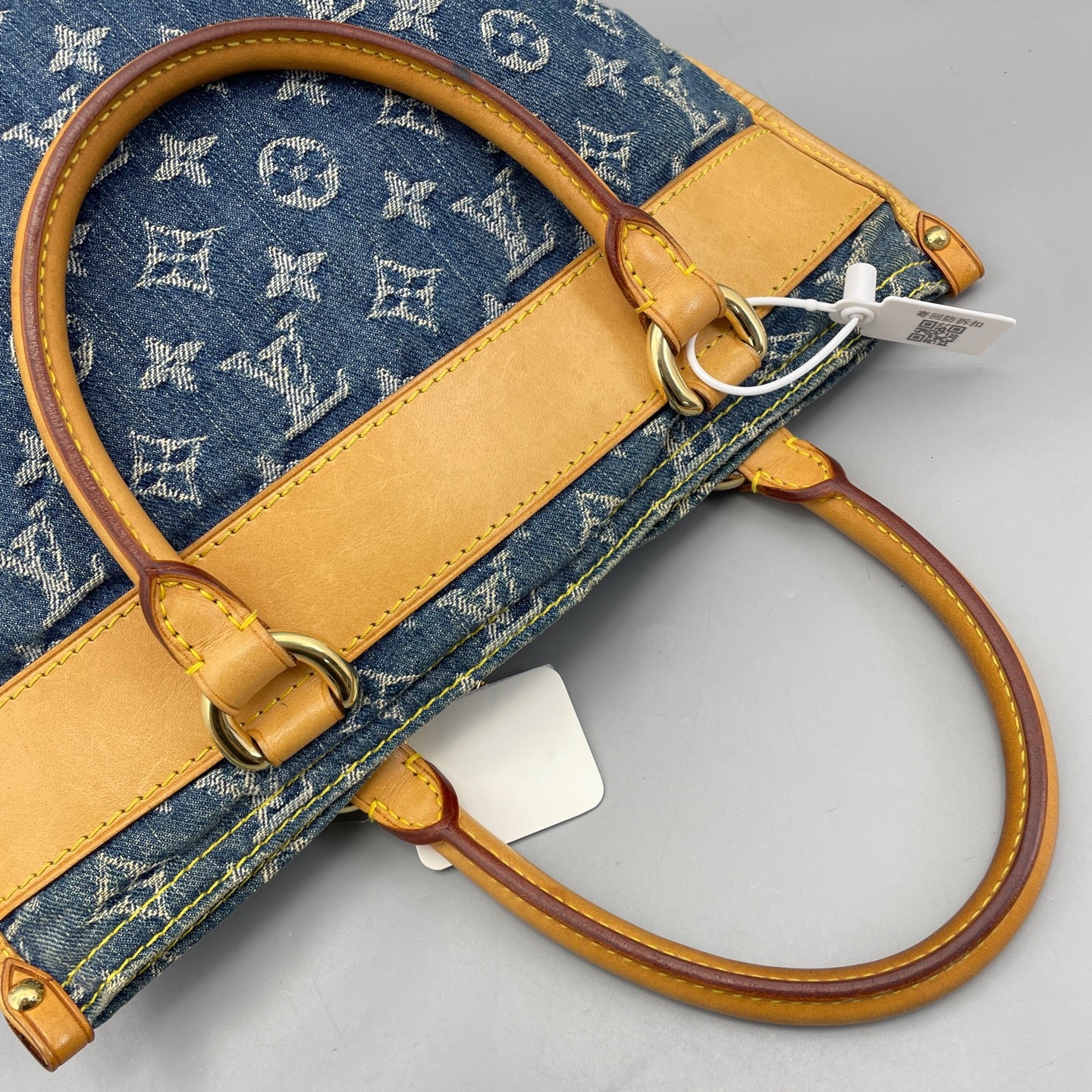 Louis Vuitton - Musical Score Tote Bag - Monogram Denim, Vachetta leather - Blue - (Medium)