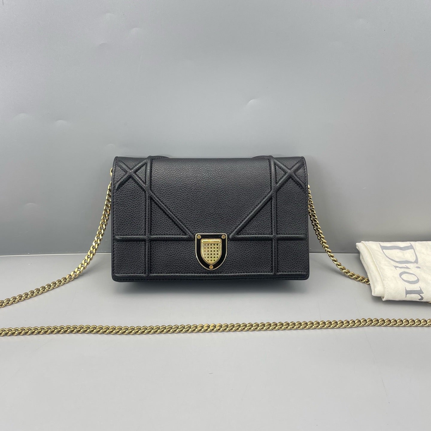 Dior - Diorama Shield WOC - Grained leather - Black - (mini)