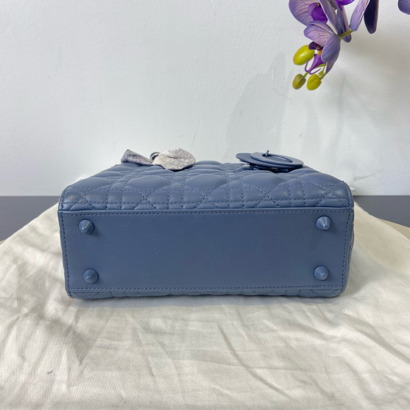 Dior - Lady Dior - Matte Calfskin Leather - Hazy Blue - (Small)