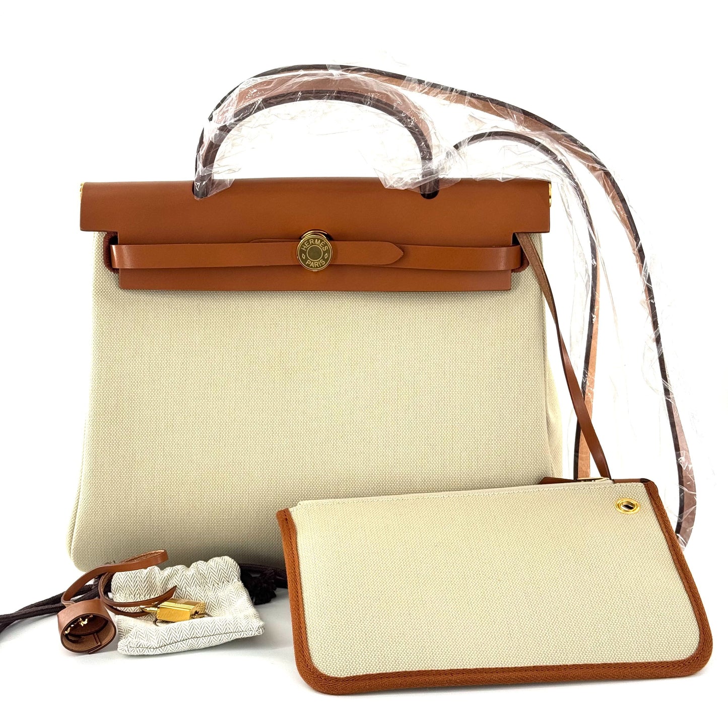 Hermes - Herbag Zip 31 Retourne - Canvas and Leather - Beige and Brown with Gold-Tone Hardware - (Medium)