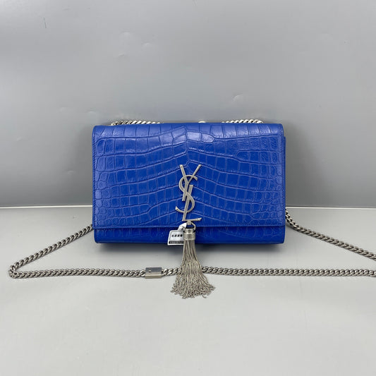 Saint Laurent - Kate Medium Tassel Bag - Crocodile-embossed leather - Blue - (Medium)